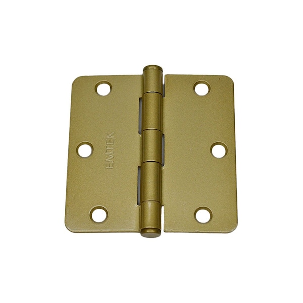 Emtek Pair of 3-1/2 in x 3-1/2 in 1/4 in Radius Steel Residential Duty Hinges Satin Brass Finish 91023US4 - main